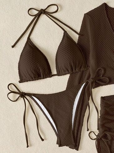 Sexy Solid Women Solid Color Bikini Top and Shorts Set Casual Bikini Set Swimsuit in Saudi Arabia