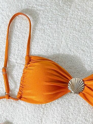 Sexy Solid Solid Spaghetti Strap Top and Side Tie Shorts 2 Piece Bikini Set Bikini Set Swimsuit in Saudi Arabia