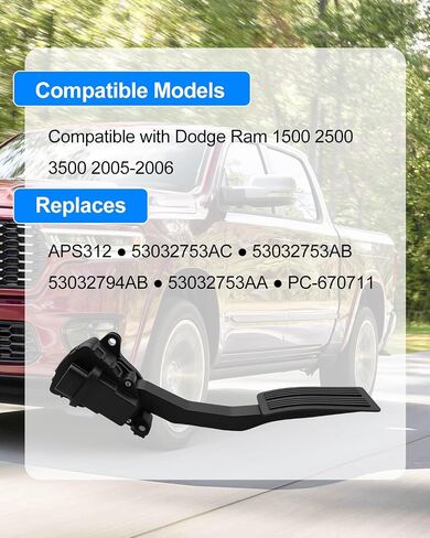 مستشعر دواسة Accelerator متوافق مع Dodge RAM 1500 2500 3500 2005-2006 استبدال APS312 53032753AC 53032753AB 53032794AB 53032753AA PC-670711 in Saudi Arabia