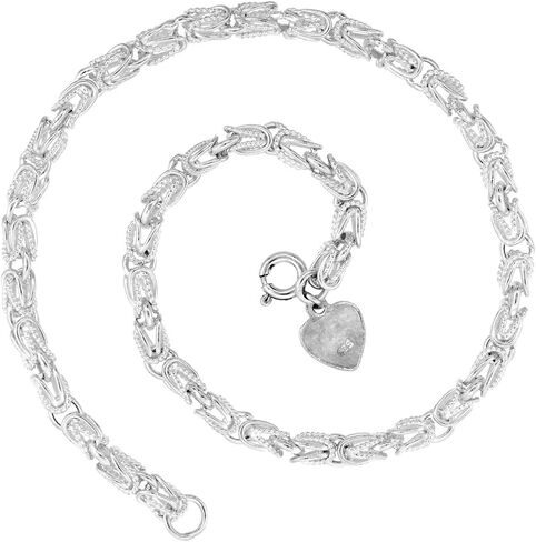 Sterling Silver Turkish Chain Necklaces & Charm Bracelet for Womens 4mm for Men and Women Handmade Nickel Free sizes 7-30 inch in Saudi Arabia