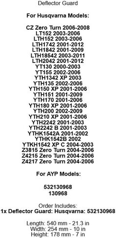 Replacement for Husqvarna 42" Deflector Shield w/Mounting Hardware for AYP 532130968 532130968 OEM in Saudi Arabia