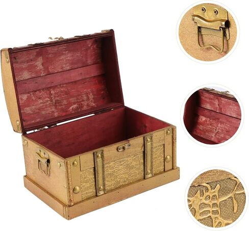Cabilock Retro Style Wooden Jewelry Storage Box Small Pirate Treasure Chest Keepsake Case for Bracelets Earrings Necklaces Space Saving Organizer Decor Gift in Saudi Arabia