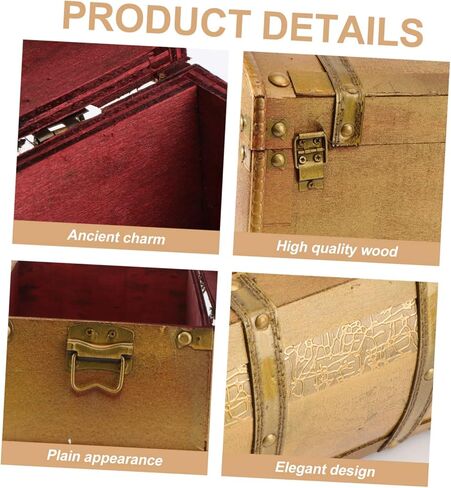 Cabilock Retro Style Wooden Jewelry Storage Box Small Pirate Treasure Chest Keepsake Case for Bracelets Earrings Necklaces Space Saving Organizer Decor Gift in Saudi Arabia