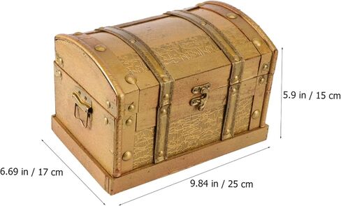 Cabilock Retro Style Wooden Jewelry Storage Box Small Pirate Treasure Chest Keepsake Case for Bracelets Earrings Necklaces Space Saving Organizer Decor Gift in Saudi Arabia