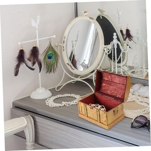 Cabilock Retro Style Wooden Jewelry Storage Box Small Pirate Treasure Chest Keepsake Case for Bracelets Earrings Necklaces Space Saving Organizer Decor Gift in Saudi Arabia