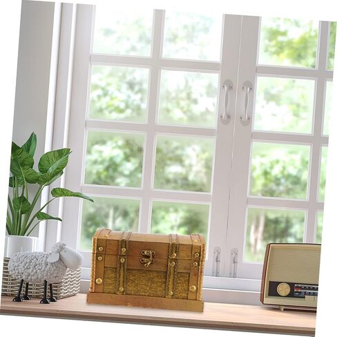 Cabilock Retro Wooden Pirate Treasure Chest Box Small Decorative Keepsake Organizer for Jewelry Storage Vintage Style Classic Wood Trinket Case for Home and Travel in Saudi Arabia
