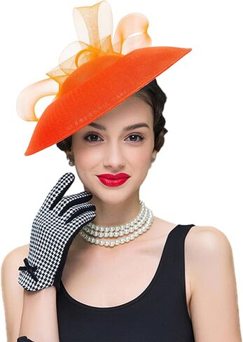 Women's Elegant Saucer Hat Fascinator for Women Tea Party Wedding Church Hat with Mesh Bow and Headband in Saudi Arabia