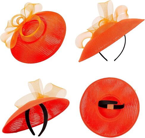 Women's Elegant Saucer Hat Fascinator for Women Tea Party Wedding Church Hat with Mesh Bow and Headband in Saudi Arabia