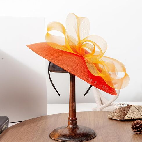 Women's Elegant Saucer Hat Fascinator for Women Tea Party Wedding Church Hat with Mesh Bow and Headband in Saudi Arabia