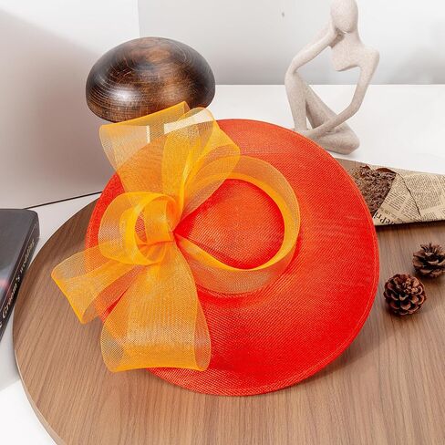 Women's Elegant Saucer Hat Fascinator for Women Tea Party Wedding Church Hat with Mesh Bow and Headband in Saudi Arabia