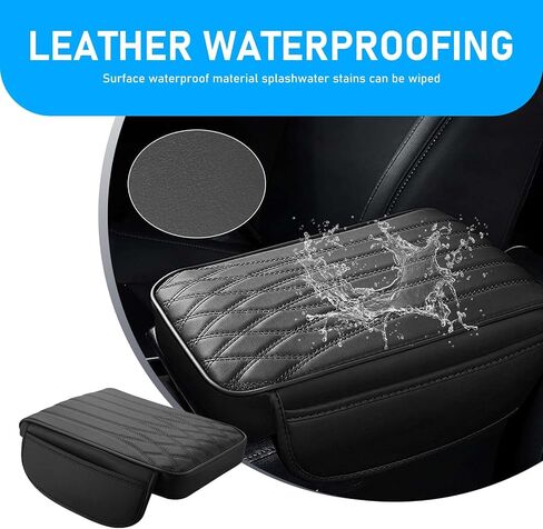 Upgraded Car Center Console Cover, Heightening Car Armrest Cushion, Leather Armrest Cover Cushion with 2 Storage Bags, Universal Auto Armrest Storage Box for Most Vehicles (Black) in Saudi Arabia