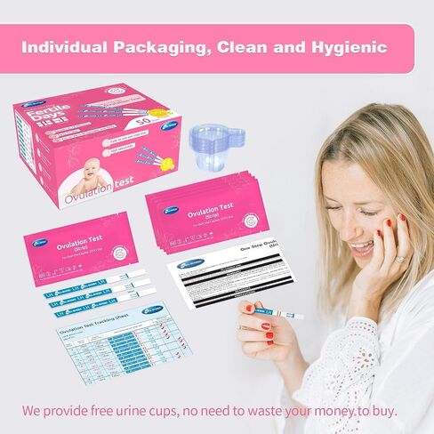 25 Count Ovulation Test Strips with Cups, Bulk Ovulation Test Strips for Women, Ovulation Predictor Kit, Accurate Fertility Tests for Home, Individually Wrapped 5mm LH in Kuwait