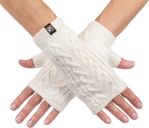 Evolution Knitwear Wool Cable Knit Fingerless Mittens - Made in the USA - Super Soft Merino Wool - Small in Kuwait