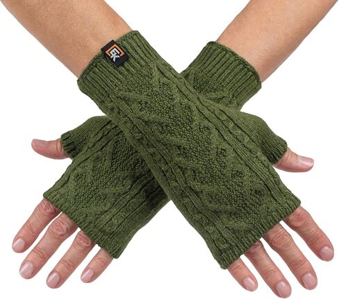 Evolution Knitwear Wool Cable Knit Fingerless Mittens - Made in the USA - Super Soft Merino Wool - Small in Kuwait