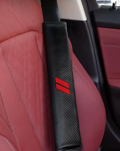 2PCS Car Seat Belt Cover for BMW, Carbon Fiber Seatbelt Shoulder Protection, Soft Car Seat Belt Strap Cushion Protect Your Neck and Shoulder, Car Accessories Seat Belt Pad for Car Truck (Black) in Saudi Arabia