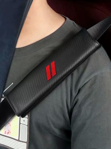 2PCS Car Seat Belt Cover for BMW, Carbon Fiber Seatbelt Shoulder Protection, Soft Car Seat Belt Strap Cushion Protect Your Neck and Shoulder, Car Accessories Seat Belt Pad for Car Truck (Black) in Saudi Arabia