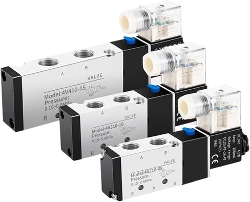 4V110 4V210 4V310 Pneumatic Electric Solenoid Valves 5 Way 2 Position Control Air Gas Magnetic Manifold Valve Group Set(4V310-08 DC24V) in Saudi Arabia