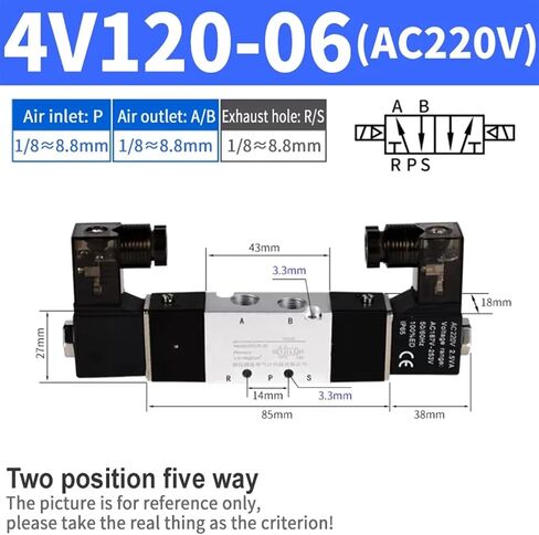 4V120-06 4V220-08 4V320-10 4V420-15 Pneumatic Solenoid Valves 5/2 Way Valve Port Single Coil DC24V AC220V(4V130C-06 DC24V) in Saudi Arabia