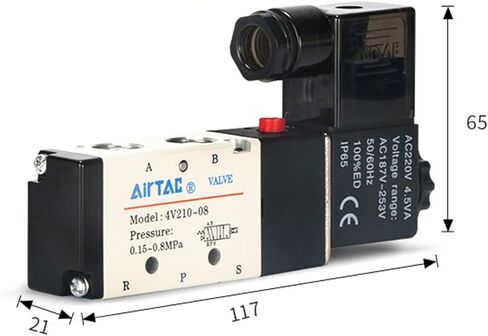 Compressor Accessories Fitting Single Coil 2 Position 5 Way Pneumatic Solenoid Valve 4v210-08 12V 24V 110V 220V(AC220) in Saudi Arabia