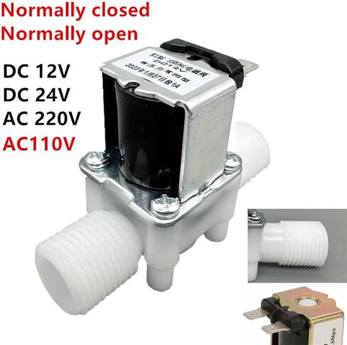 AC 220V 110V DC 12V 24V 1/2 "3/4" ذكور خيط الملف اللولبي صمام التحكم في صمام وحدة التحكم في المياه المفتوحة عادة مفتوحة بشكل طبيعي (1/2 "، AC 110V_NORMARY مغلق) in Saudi Arabia
