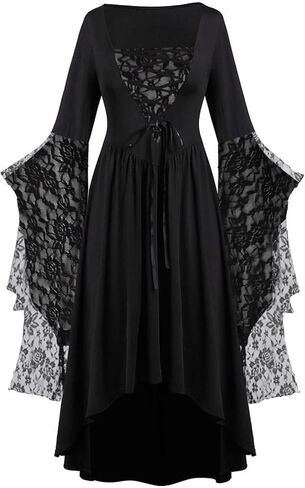 Womens Witch Dress,Halloween Costumes Women Renaissance Medieval Vampire Butterfly Sleeve Mesh Gothic Outfit 2025 in Saudi Arabia