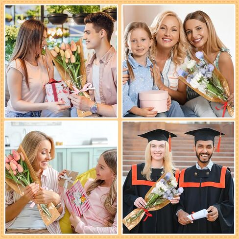 20 عبوة من أكياس تغليف باقة الزهور من Jansun، أكمام زهور سوداء لحقائب الباقات مع أكمام باقة زهور شريطية لعيد الميلاد وحفلات الزفاف والتخرج وهدية عيد الأب (17.3 × 11 بوصة) in Kuwait