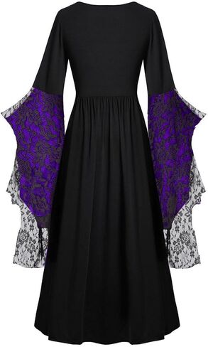 Womens Witch Dress,Halloween Costumes Women Renaissance Medieval Vampire Butterfly Sleeve Mesh Gothic Outfit 2025 in Kuwait