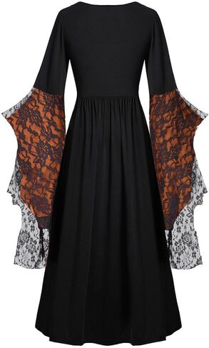 Womens Witch Dress,Halloween Costumes Women Renaissance Medieval Vampire Butterfly Sleeve Mesh Gothic Outfit 2025 in Kuwait