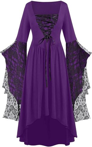 Womens Witch Dress,Halloween Costumes Women Renaissance Medieval Vampire Butterfly Sleeve Mesh Gothic Outfit 2025 in Kuwait