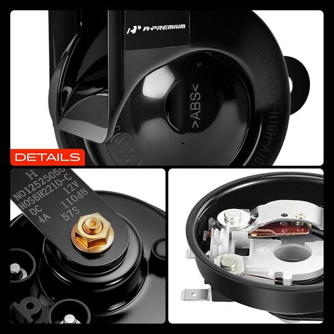 A-Premium Snail Horn متوافق مع Hyundai Elantra و Sonata و Santa Fe و Accent و Tucson و Genesis و Veloster و Ioniq و Azera و Equus & Kia Soul و Optima و Sorento و Forte و Sportage و Rio و Sedona و Sedona in Saudi Arabia
