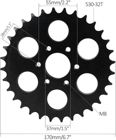 530 Chain Sprocket Kit, 530 32T Rear Chain Sprocket, 530 16T Front Sprocket, 530 Chain 92 Links for GY6 125cc 150cc 200cc 250cc ATV UTV Go Kart Buggy TaoTao Chinese Quads in Saudi Arabia