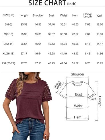 Women's Tops Short Sleeve Dressy Business Lace Blouse Summer 2025 Trendy Crewneck Casual T-Shirts Spring Clothes Outfits in Saudi Arabia
