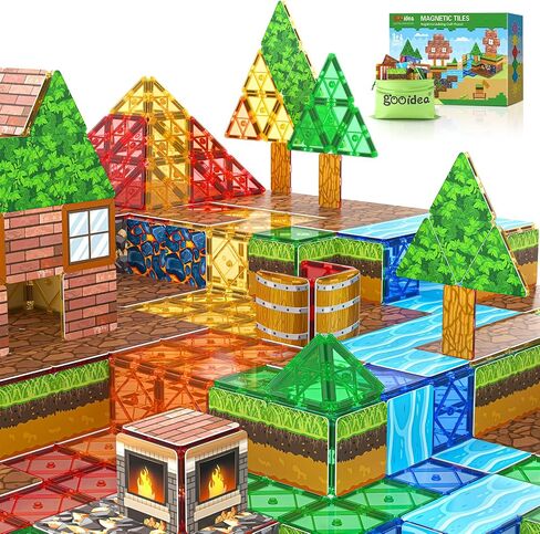 92PCS Magnetic Tiles Build Your Own Live City Toddlers Kids Toys City Road Construction Sensory Toys Preschool Learning Play with Cars Pretend Play Toy Gift for 3 4 5 6 7 Year Old Boys Girls in Saudi Arabia