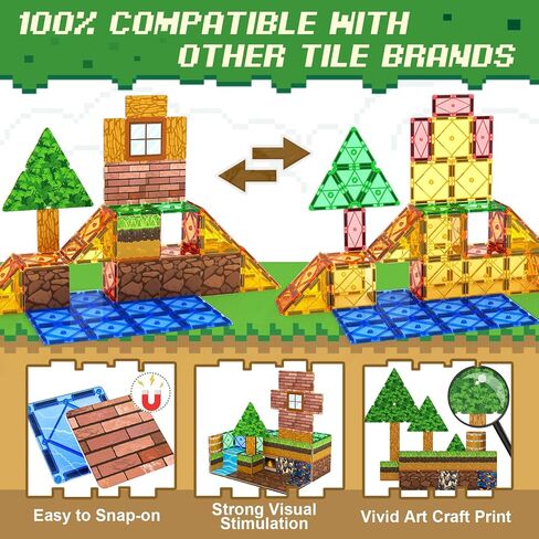 92PCS Magnetic Tiles Build Your Own Live City Toddlers Kids Toys City Road Construction Sensory Toys Preschool Learning Play with Cars Pretend Play Toy Gift for 3 4 5 6 7 Year Old Boys Girls in Saudi Arabia