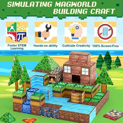 92PCS Magnetic Tiles Build Your Own Live City Toddlers Kids Toys City Road Construction Sensory Toys Preschool Learning Play with Cars Pretend Play Toy Gift for 3 4 5 6 7 Year Old Boys Girls in Saudi Arabia