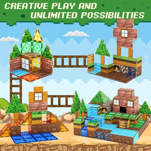 92PCS Magnetic Tiles Build Your Own Live City Toddlers Kids Toys City Road Construction Sensory Toys Preschool Learning Play with Cars Pretend Play Toy Gift for 3 4 5 6 7 Year Old Boys Girls in Saudi Arabia
