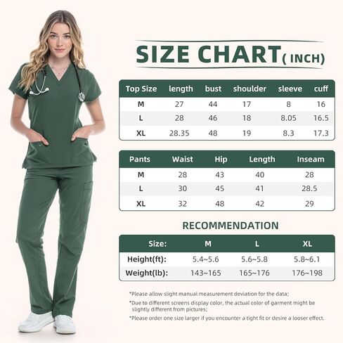 Scrubs Set for Women - V-Neck Top and Cargo Pants Medical Uniform Scrub in Kuwait