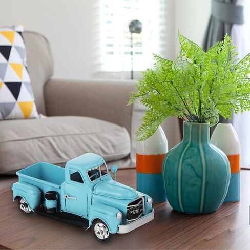 Cabilock Vintage Iron Car Model - تمثال شاحنة رجعية زرقاء للقصدير الأزرق لتصوير ديكور المنزل الدعامة والهدية لمحبي السيارات in Saudi Arabia