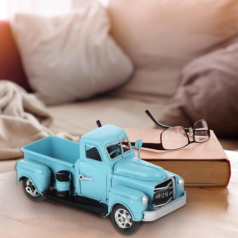 Cabilock Vintage Iron Car Model - تمثال شاحنة رجعية زرقاء للقصدير الأزرق لتصوير ديكور المنزل الدعامة والهدية لمحبي السيارات in Saudi Arabia