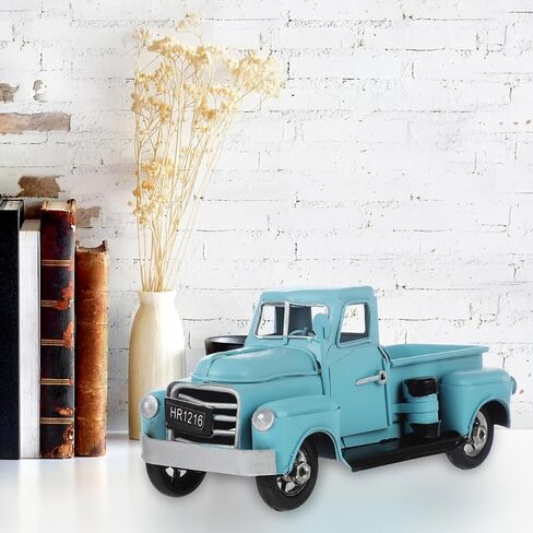 Cabilock Vintage Iron Car Model - تمثال شاحنة رجعية زرقاء للقصدير الأزرق لتصوير ديكور المنزل الدعامة والهدية لمحبي السيارات in Saudi Arabia