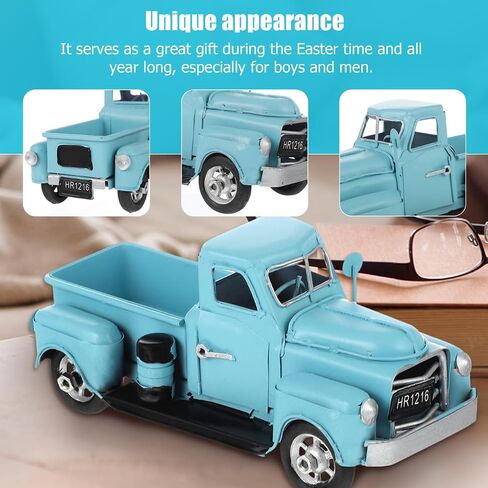 Cabilock Vintage Iron Car Model - تمثال شاحنة رجعية زرقاء للقصدير الأزرق لتصوير ديكور المنزل الدعامة والهدية لمحبي السيارات in Saudi Arabia