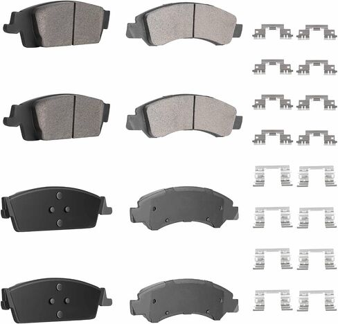 Front Rear Ceramic Disc Brake Pads Set for GMC Sierra 1500/Chevy Silverado 1500 2014 2015 2016 2017 2018, for Cadillac Escalade ESV, for Suburban/Tahoe/Yukon XL 2015-2020, 8PCS(With Hardware) in Saudi Arabia