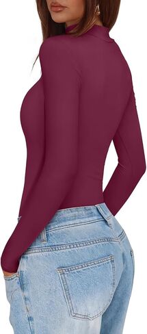 REORIA WIND'S WIND NECK CLUTOUT BODYSUT Front Bodysuit Trendy Out Out Out Long Sleeve Gody Body Tops Fall Fall Assits 2025 in Saudi Arabia