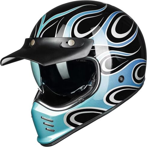 ILM Vintage Full Face Motorcycle Helmets for Adults Men Inner Visor Compatible for Moped ATV Cruiser Scooter DOT Model Z502(Matte Black, L) in Kuwait