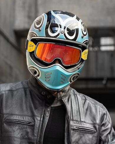 ILM Vintage Full Face Motorcycle Helmets for Adults Men Inner Visor Compatible for Moped ATV Cruiser Scooter DOT Model Z502(Matte Black, L) in Kuwait