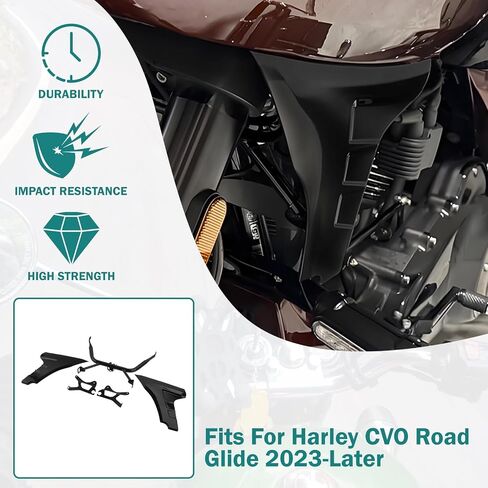 Motorcycle Side Fairing Panel Spoiler Support Brackets Covers Fit for Harley Touring FLTRXSE 2023-later CVO Road Glide ST FLTRXSTSE 2024-2025 (Vivid Black) in Kuwait