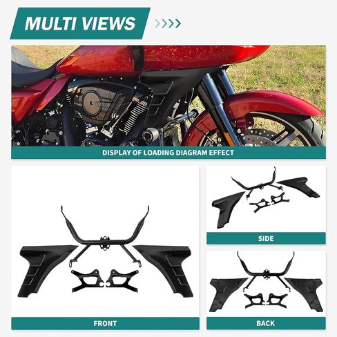 Motorcycle Side Fairing Panel Spoiler Support Brackets Covers Fit for Harley Touring FLTRXSE 2023-later CVO Road Glide ST FLTRXSTSE 2024-2025 (Vivid Black) in Kuwait