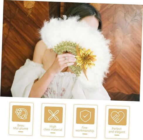 Ciieeo Elegant Wedding Plume Fan Unique Handheld Stage Performance Accessory for Women Stylish Design for Bridal Parties and Special Events in Saudi Arabia
