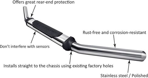 Black Horse Rear Bumper Guard Single Tube With Pad Stainless Steel Compatible with 2015-2018 Lexus NX200T|2019-2021 Lexus NX300|2015-2021 Lexus NX300h-8DLXNXSS-S in Kuwait