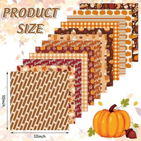 12Pcs Fall Cotton Fabric Bundles 18 x 22 Inch Maple Leaf Pumpkin Drinks Plaid Fat Quarters Autumn Thanksgiving Sewing Fabrics for DIY Craft Party Decor in Saudi Arabia